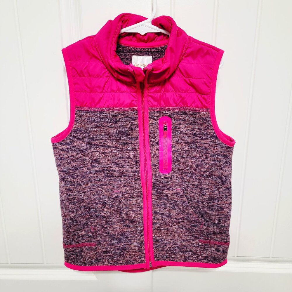 Cat & Jack Girls Size Medium 7-8 Fleece Knit Quilted Puffer Vest Pink